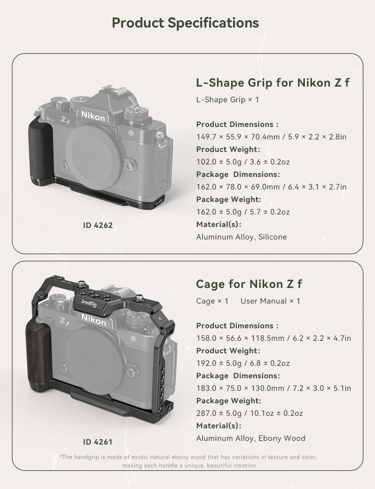Wooden L Hand Grip Holder For Nikon Zf Camera Aluminum Alloy Base