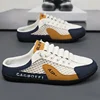 Men's Summer Hot Sale Of The Season Half Slip-On Shoes Breathable Mesh Slip-On Lazy Fashionable All-Match Open-Toe Plastic Botto