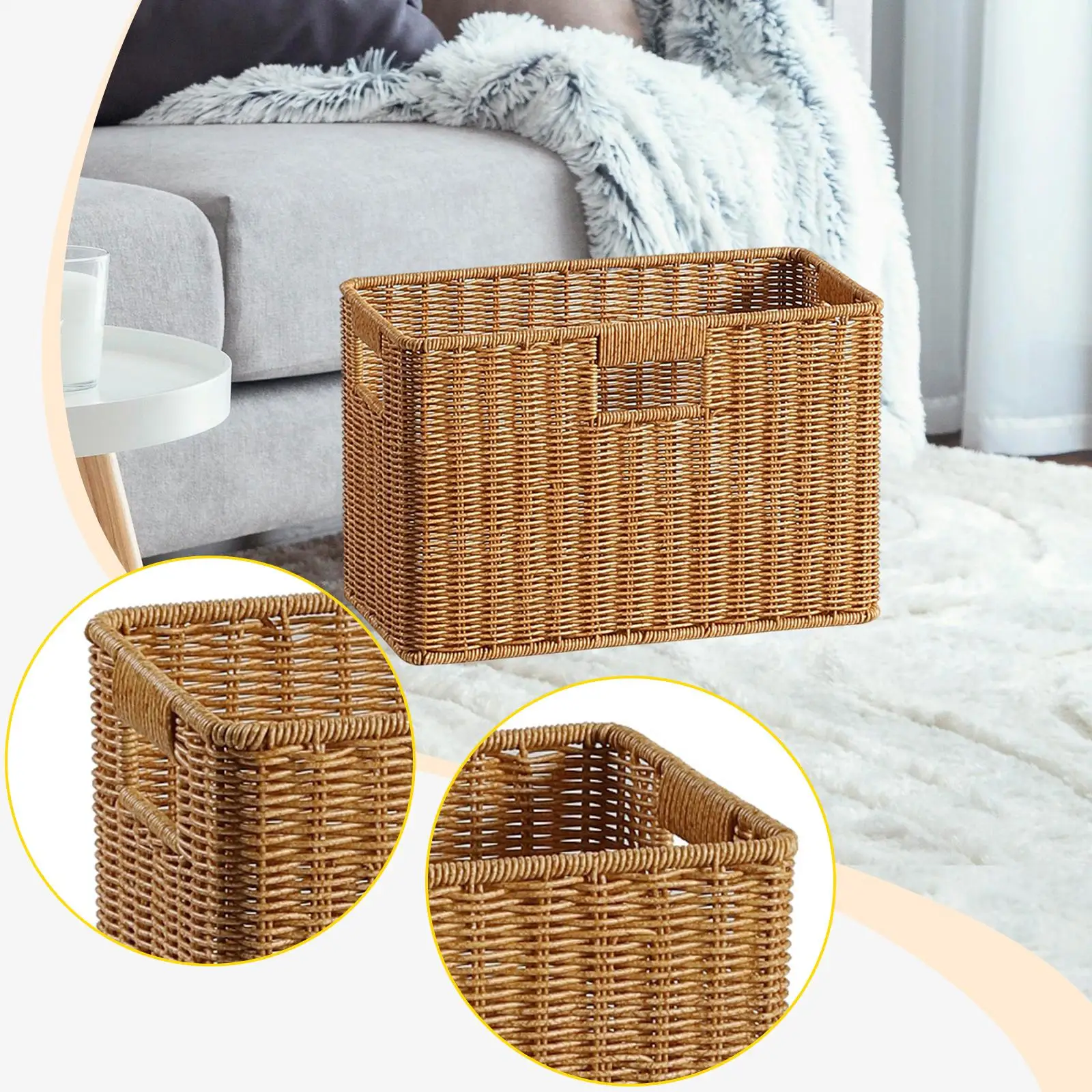 Woven Storage Basket Storage Organizer Lightweight Durability Multipurpose