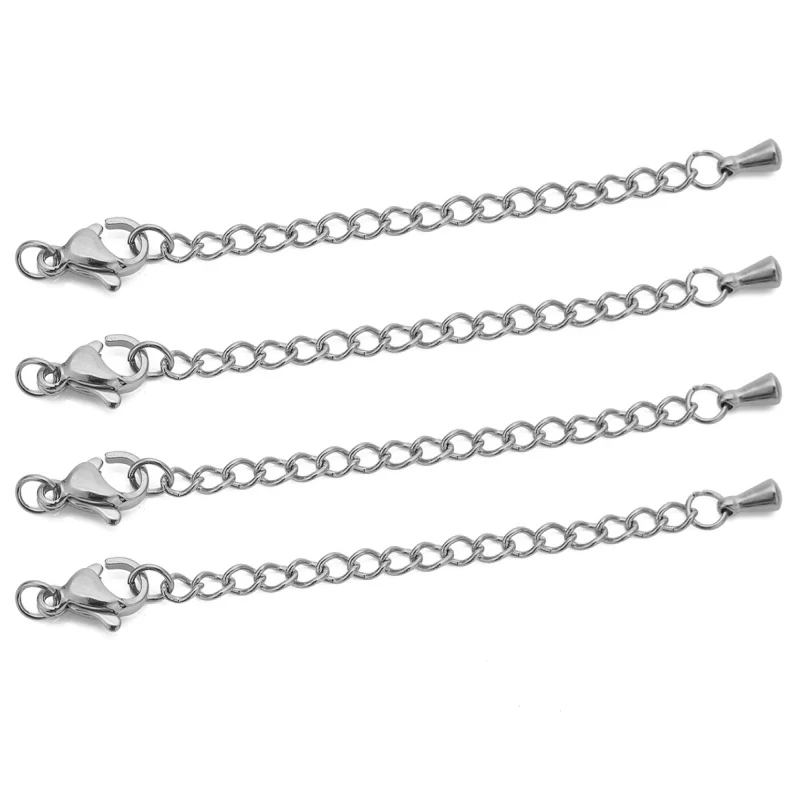 10pcs Stainless Steel Extension Chains with Lobster Clasps
