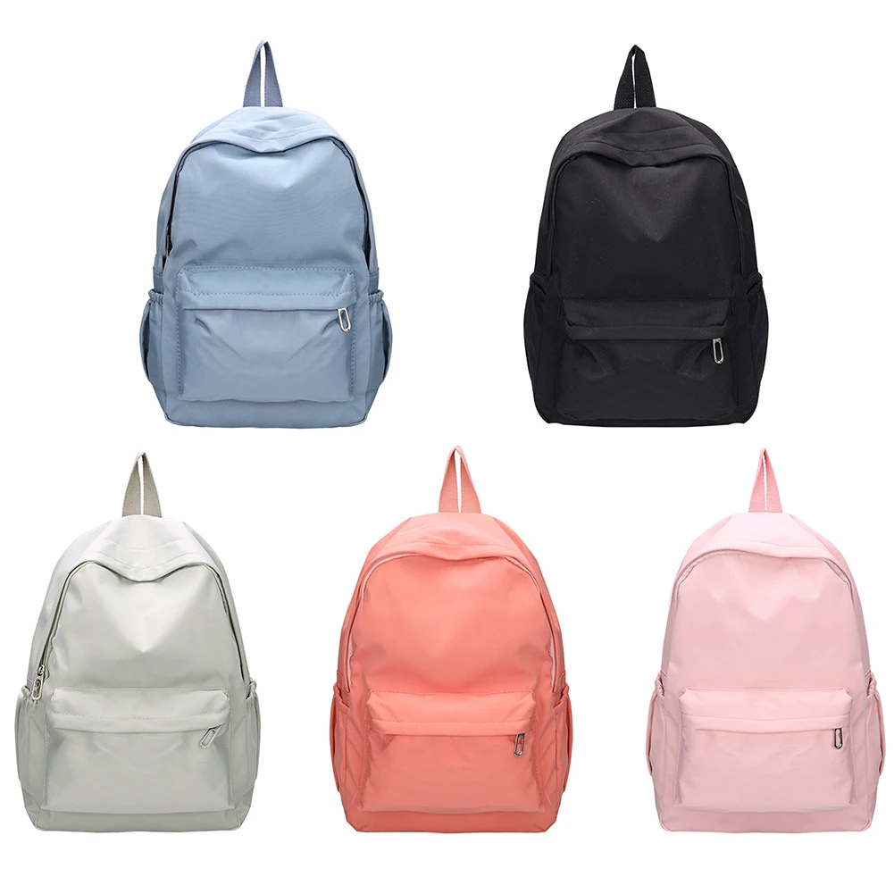 Casual Backpack Waterproof Large Capacity Student School Bag Zipper Solid Color Teens Girls Daypack Bag Travel Shopping Rucksack