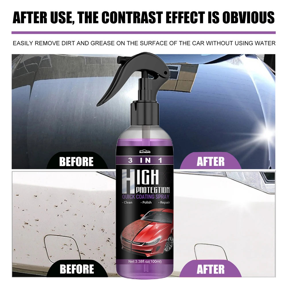 2 Set 3 In 1 Auto Nano Ceramic Coating 100ml Car Paint Scratch Repair Remover Car Nano Spray Car Scratch Repair Car Paint Care