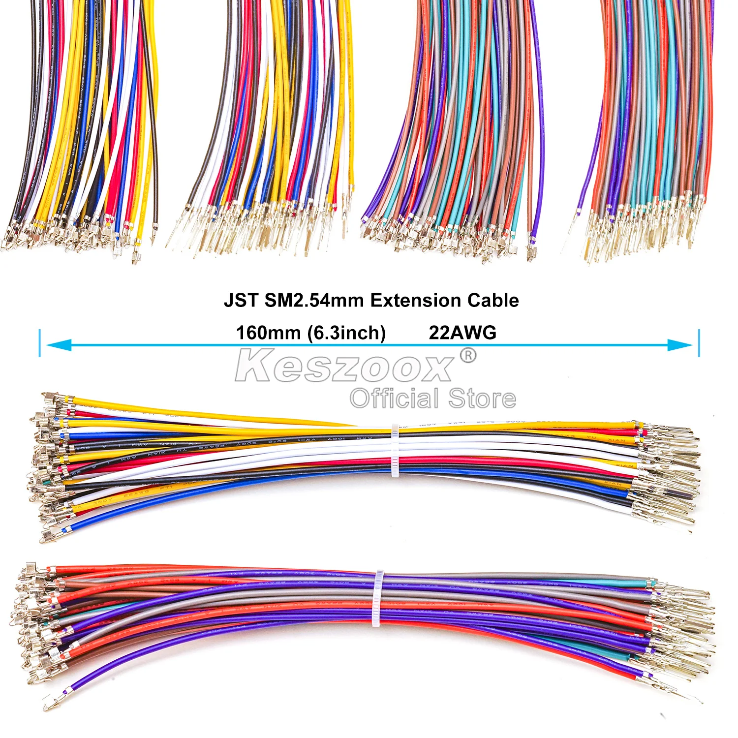 Keszoox JST 2.5mm 커넥터, SMP SMR SM 2.54 2-6 핀 수 암 커넥터 하우징, 22AWG 프리 크림프 케이블 포함