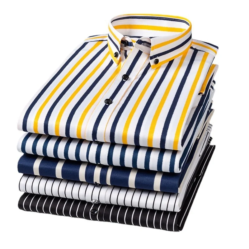 Men Striped Shirts 2023 New Spring Autumn Casual Male Long Sleeve Elastic Comfortable Business Shirt
