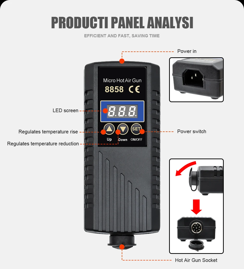 JCD Hot Air Gun 8858 Micro Rework Soldering Station LCD Digital Hair Dryer For Soldering 220V 750W Heat Gun Welding Repair Tools 4
