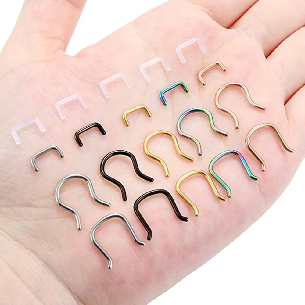 Piercing Retainer 4-Pack Clear Glass Retainers - 18G Labret Studs For Cartilage/Nose/Lip (1/2" 13mm) Clear Nose Rings For Work
