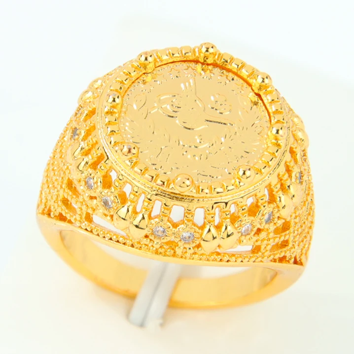 Saudi Gold Farbe Münzen Ring 21k vergoldet Dubai Muslimischen Mode Zirkonia Ringe Nigeria Frauen Braut Hochzeit Schmuck – Detail 4