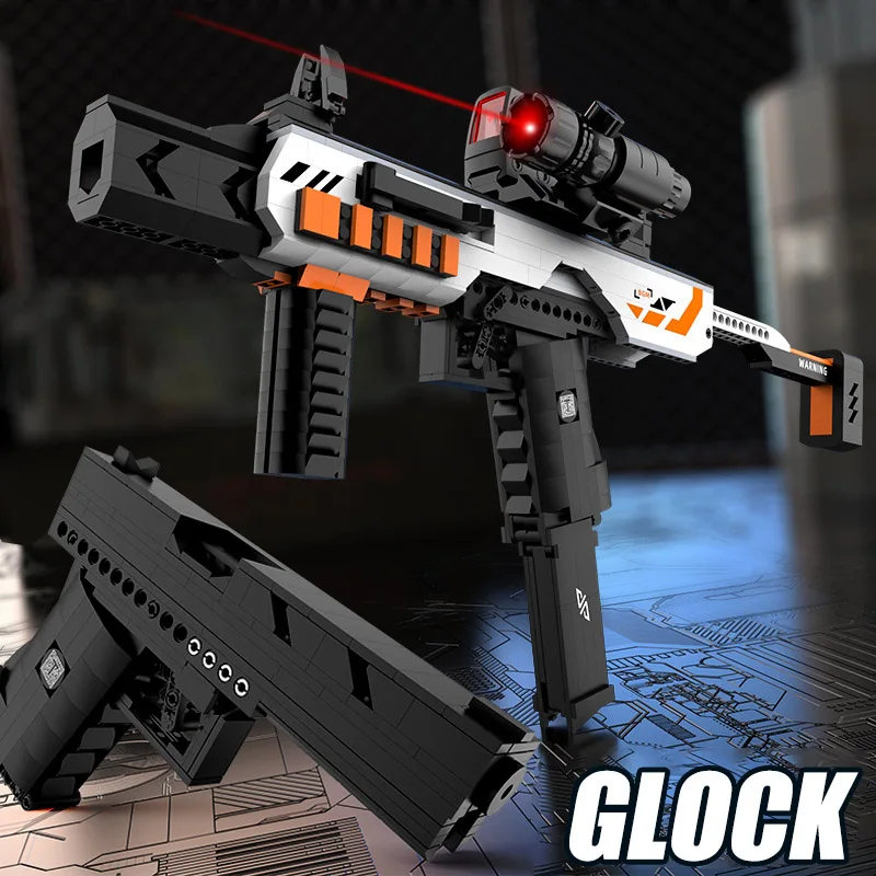 Military MOC Glock Pistols Tactical Kit Building Blocks Bricks Set Submachine Gun Kits Weapon Toys For Children Boys Adult Gifts 1