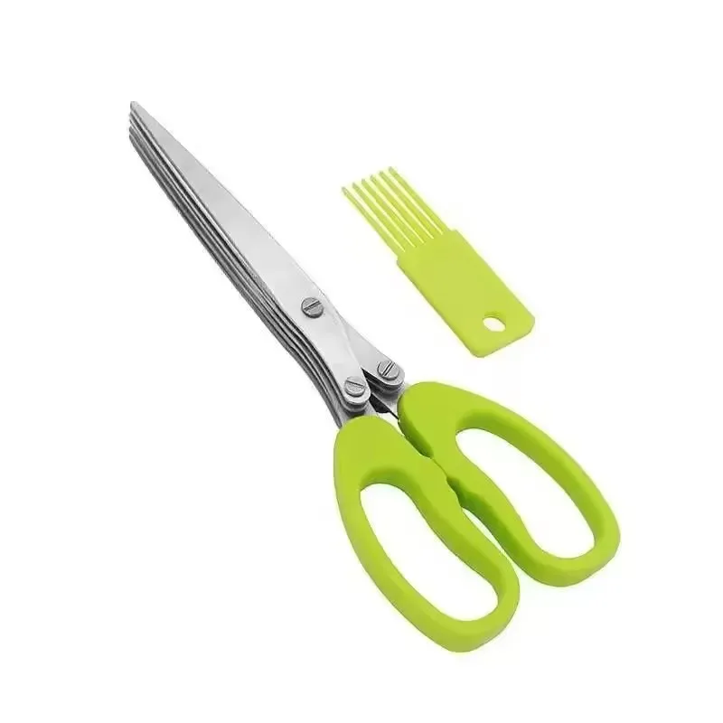 Muti-Layers Kitchen Scissors Stainless Steel Vegetable Cutter Scallion Herb Laver Spices cooking Tool Cut Kitchen Accessories