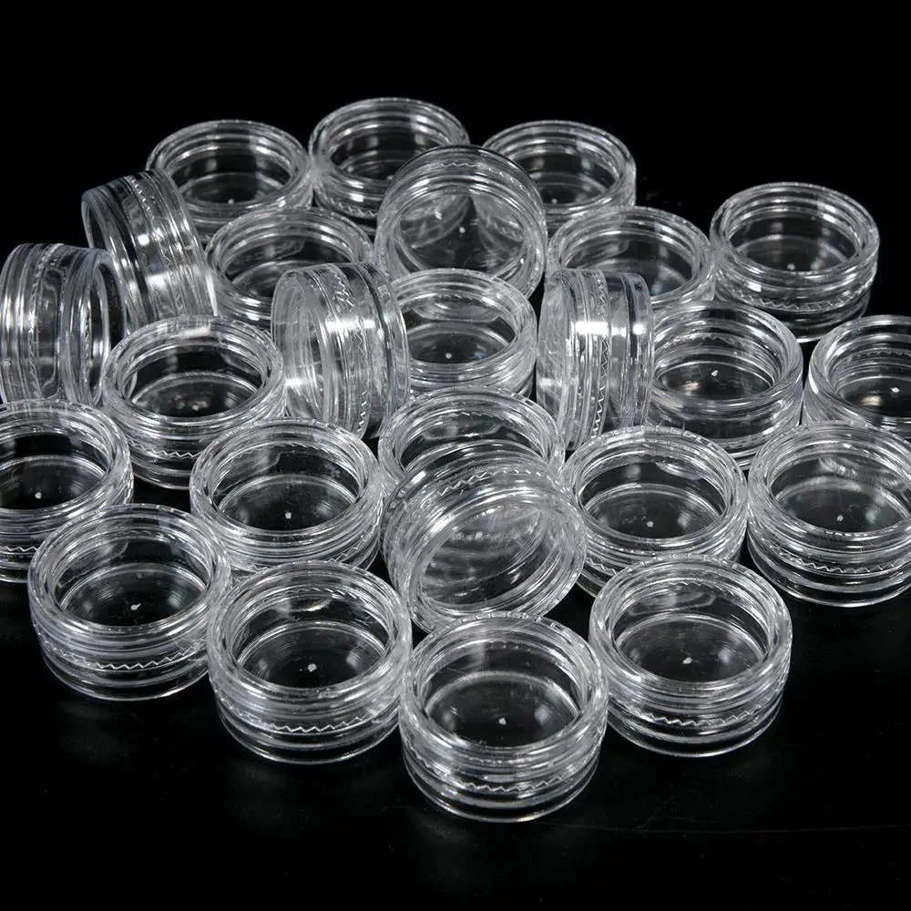 10/50/100Pcs/set Transparent Plastic Jewelry Bead Storage Box Small Bottom Round Container Jars Make Up Organizer Storage Boxes