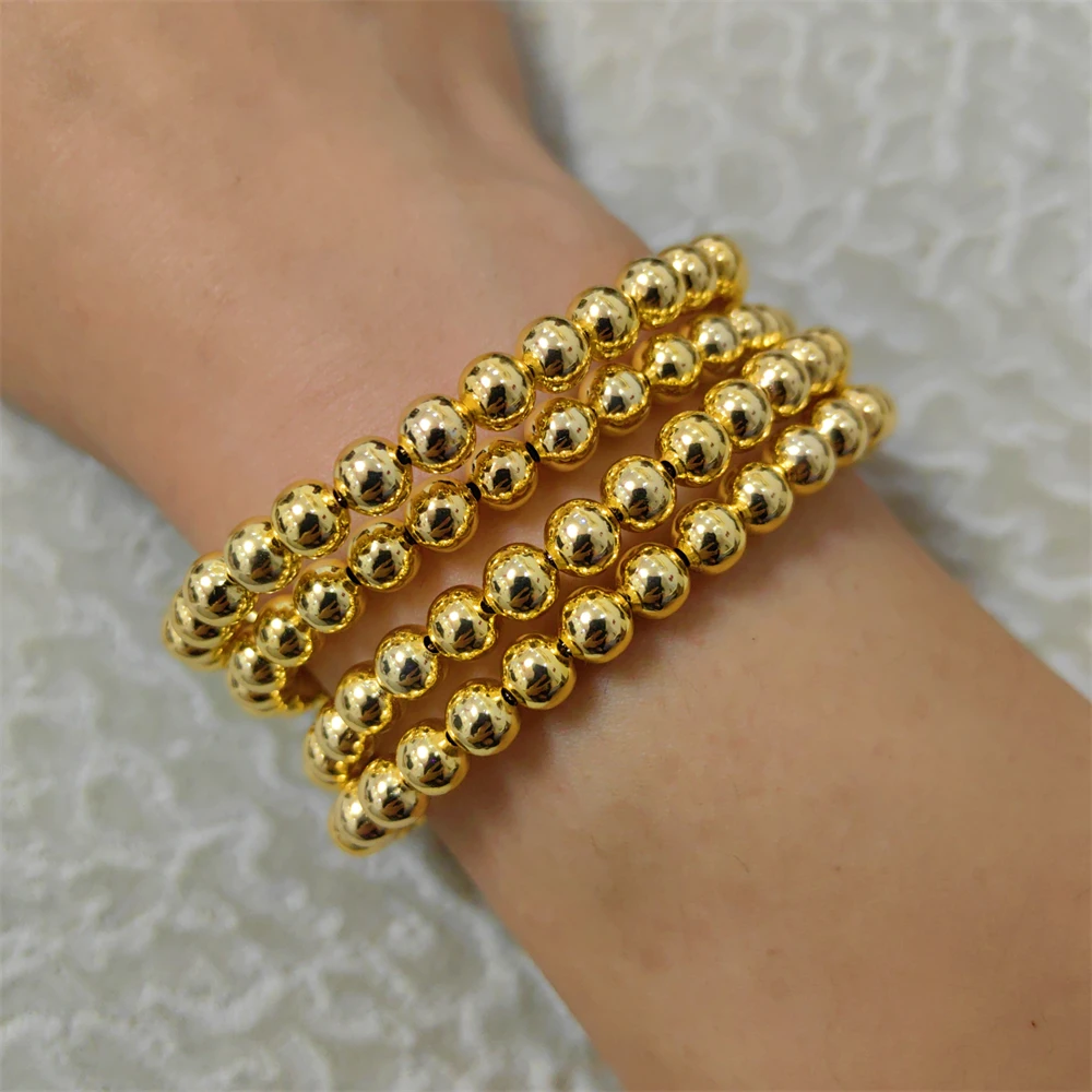 

ESALE Fashion Women Bracelets Trendy Gold Plated Beads Bangles Beaded Bracelets Jewelry Accessories Gift ZB004