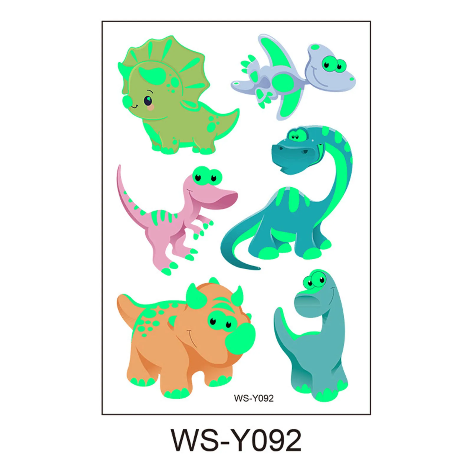 Dinosaur Glow In The Dark Stickers Cute Kids Sweat Sticker Cartoon Fun Temporary Fluorescent Stickers 1pc Decoration Sticker
