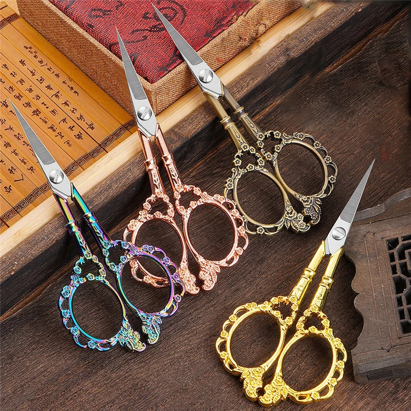 Retro Zakka Stainless Steel Antique Vintage Scissors Sewing Grooming Fishing Thread Cutter Paper Embroidery Cross-stitch Shears