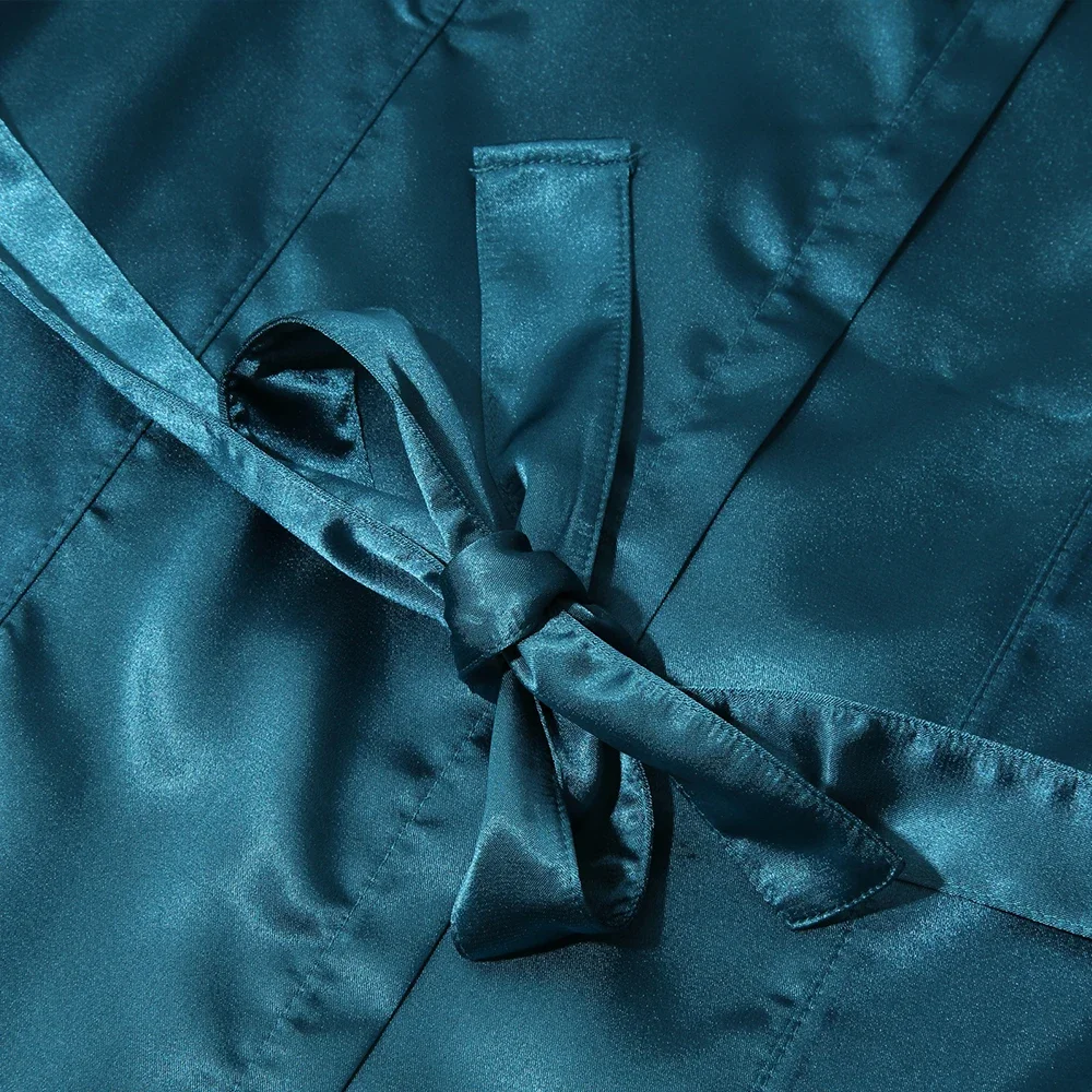 Men Hooded Silk Bathrobe Shorts Sleepwear Pajamas Nightwear Dress Gown Silk Satin Kimono Nightgown Bathrobe Shorts Night Clothes