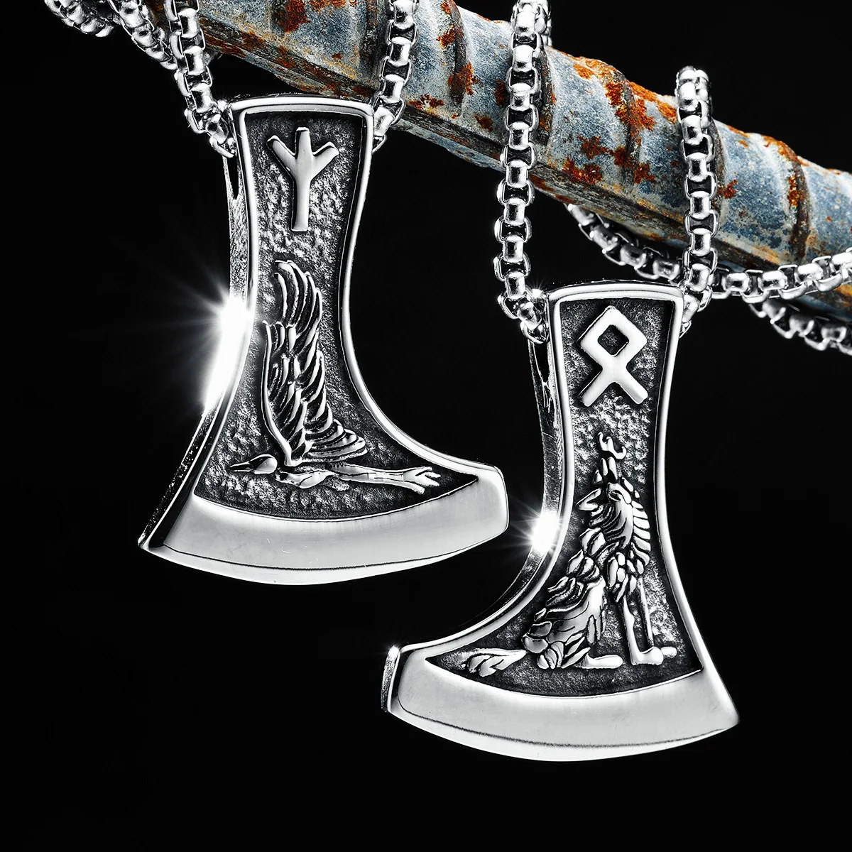 Viking Axe Men Pendant Necklace Stainless Steel Nordic Tomahawk Chain Rock Punk Rap For Boyfriend Male Jewelry Gift Dropshipping