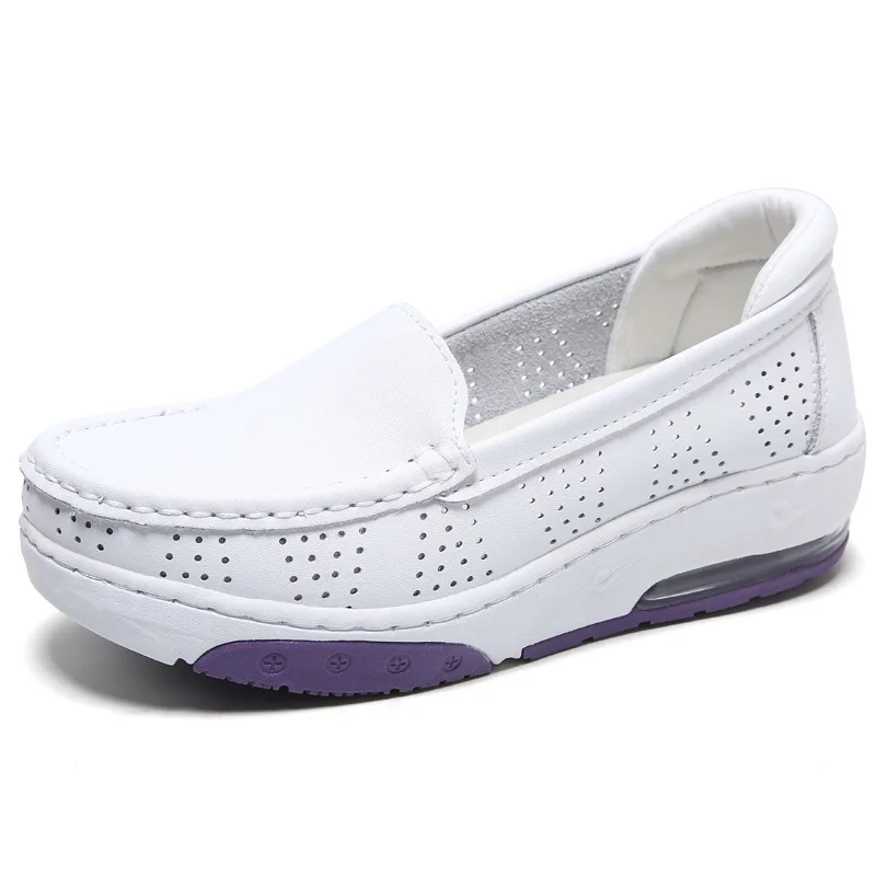 Spring high-qualit  Women Shoes Nurse antiskid comfort Flat Casual Working Shoes Wedge Platform White Shoes soft Female Footwear 6