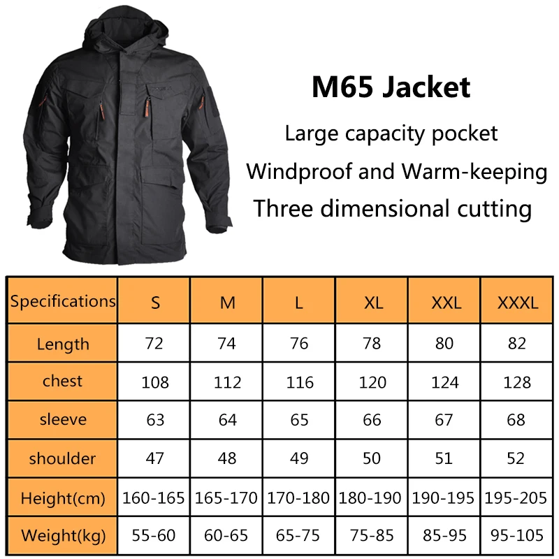 Hiking Jackets Men Combat Hunting Windbreaker M65 Jacket