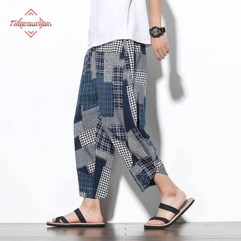 Plus Size 5xl Sommer koreanischen Stil Freizeit hose Herrenmode Baumwolle Leinen übergroße knöchel lange Hosen Kleidung Streetwear