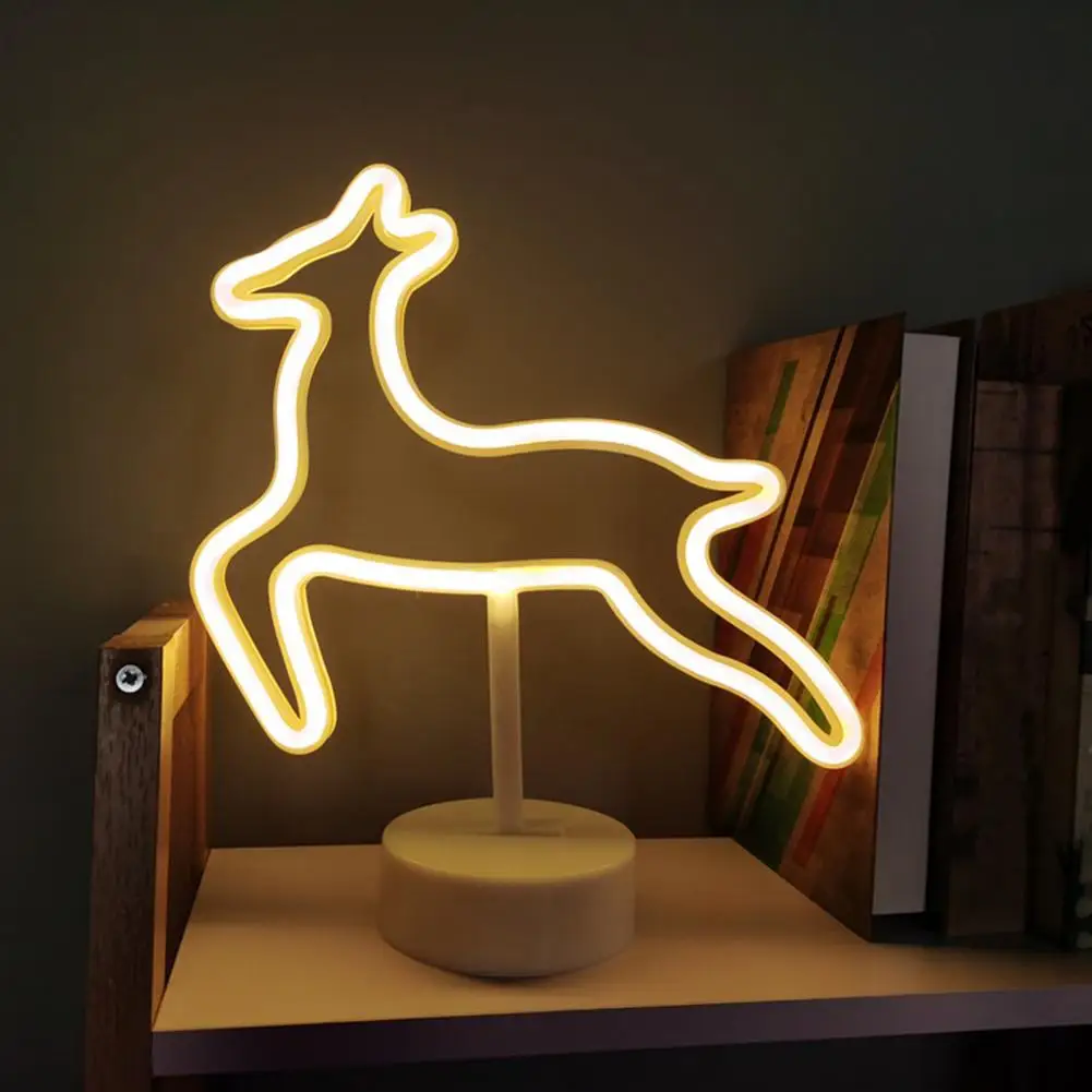 

Decorative Neon Light Party Supplies Themed Neon Sign Lamp Non-glaring Led Cat Deer Party Decor Usb/battery Operated 3 Years