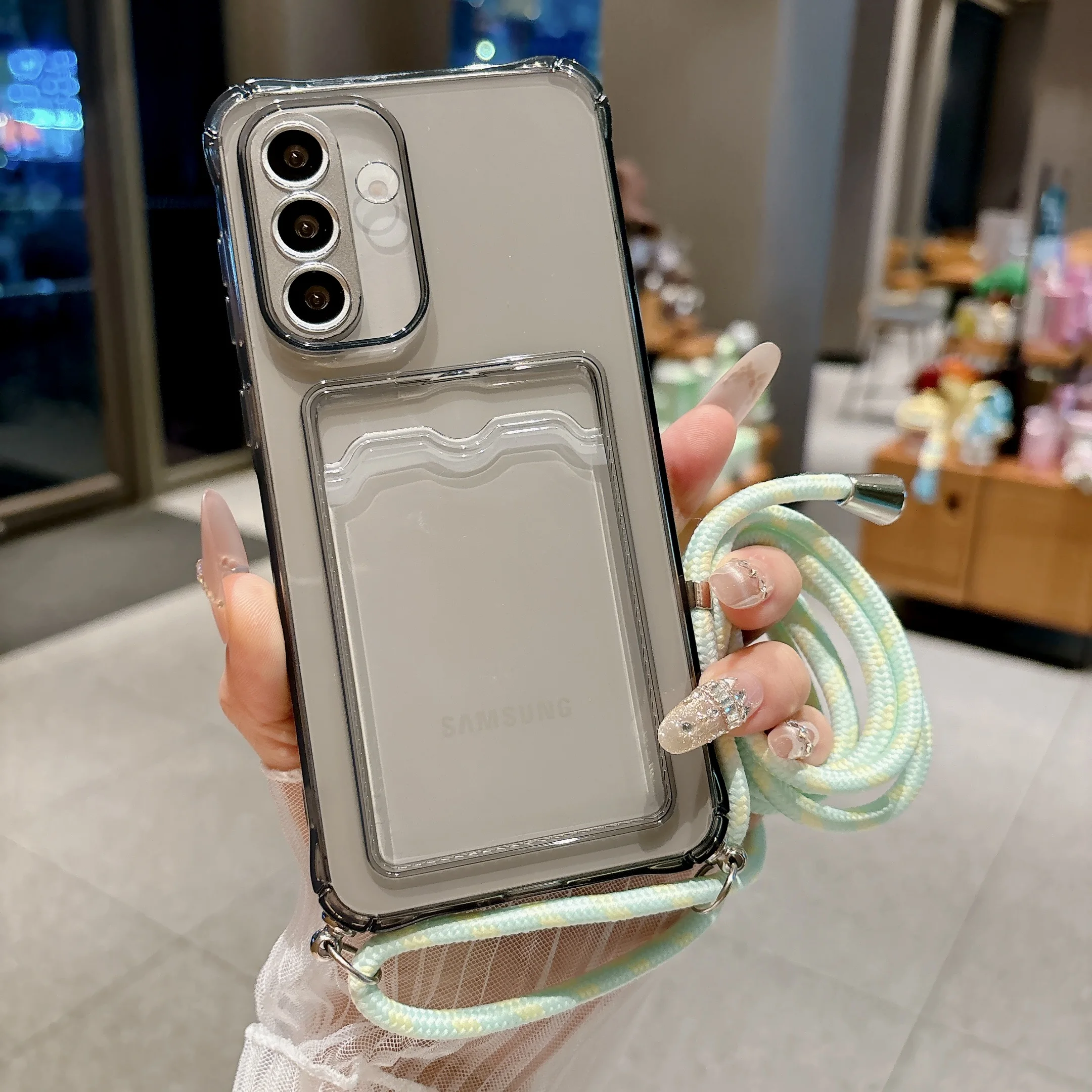 Clear Crossbody Lanyard Phone Case with Card Slot Cover