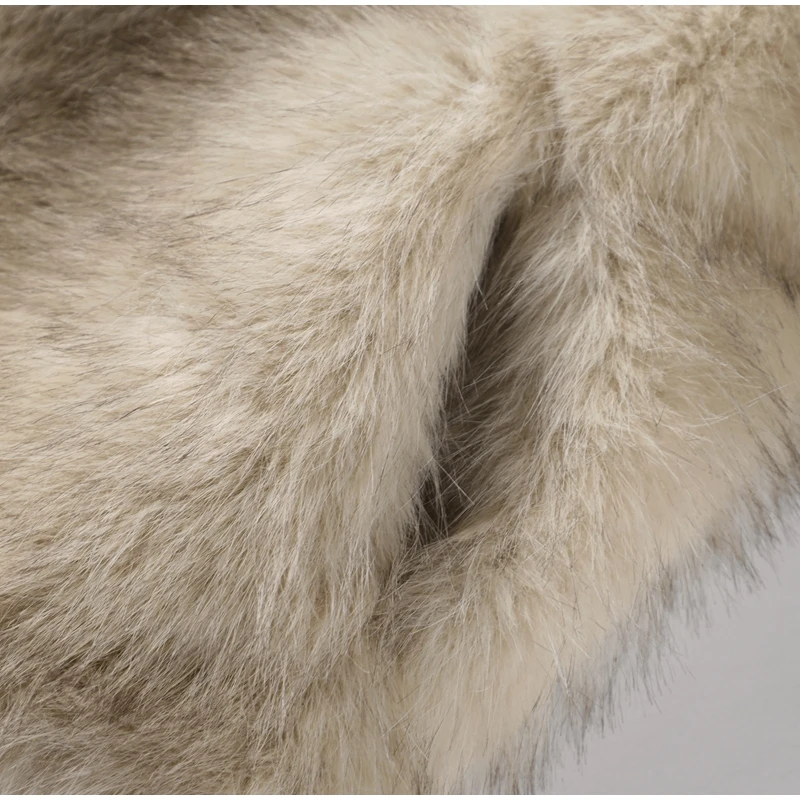 Getäfelter, lockerer Damen-Kunstpelzmantel, Umlegekragen, lange Ärmel, kurze, flauschige Jacke, 2025, Herbst, neue Mode, Dame, Streetwear – Detail 4