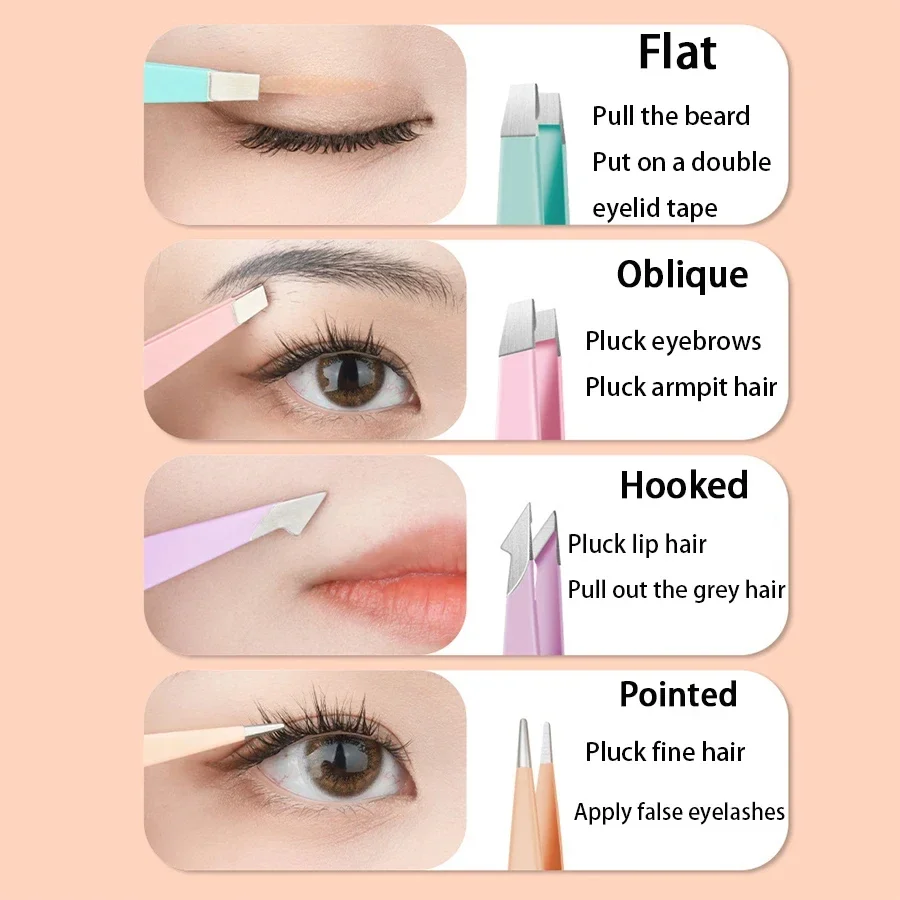 4PCS 크리스마스 다기능 클립 보관 가방 눈썹 핀셋 선물 스테인레스 스틸 다채로운 눈썹 트리머 미용 도구 세트
