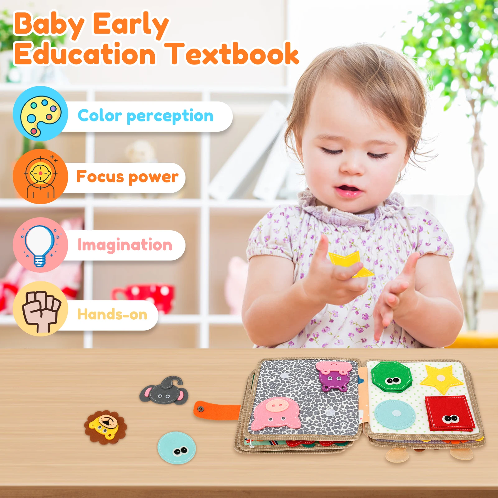 Quiet Books for Toddlers Soft Baby Books 3D Touch Feel High Contrast Cloth Book Sensory Early Learning Soft Activity Busy Book