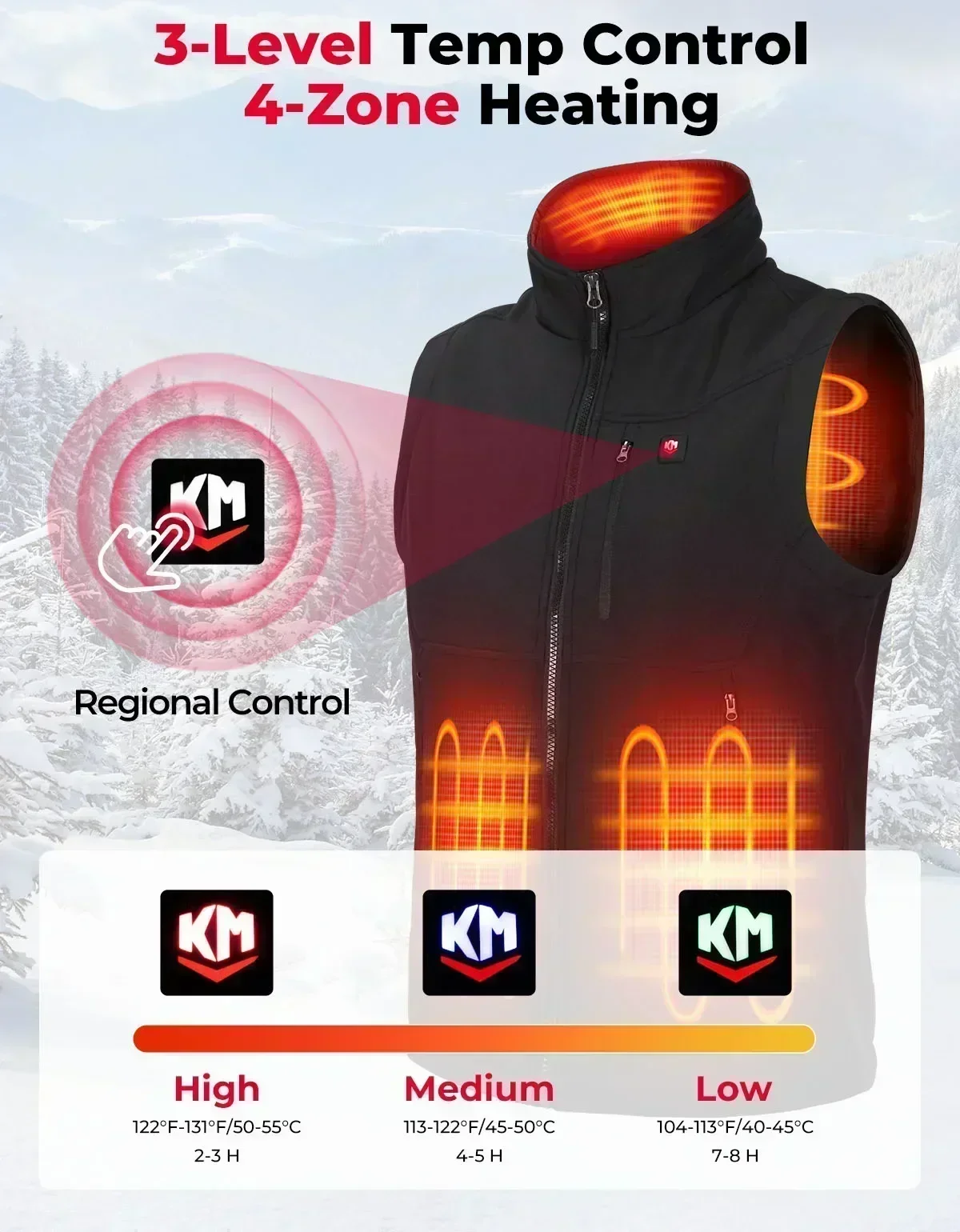KEMIMOTO Heated Vest Winter Warm Unisex Jacket 6 Heating Areas 10000mAh Power Bank APP Control for Outdoor Sports Moto Riding heated jacket heated vest