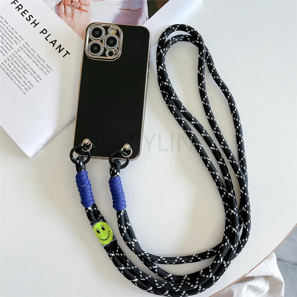 Crossbody Strap Lanyard Phone Case with Soft Silicon Plating and Shockproof Back Cover