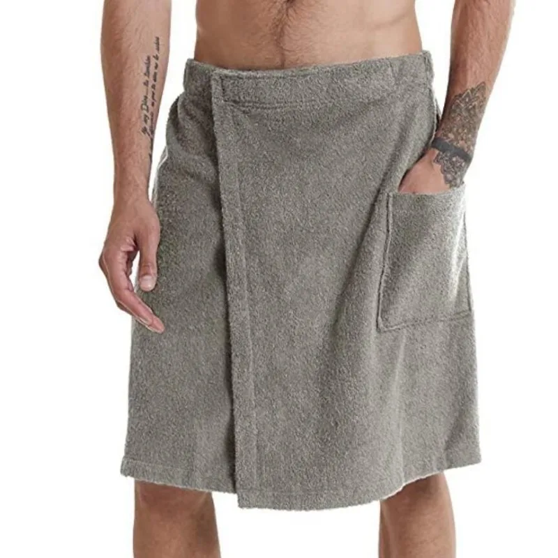 Men's Bath Towel Elastic Waistband with Pocket