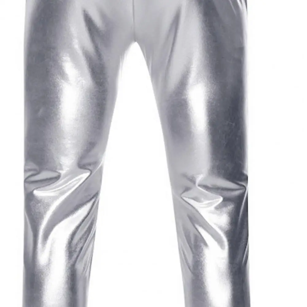 Description Picture 3 of itemMen Trousers Solid Color Skinny Fit Elastic All-Match Comfortable Fashion Nightclub Party Dance Pants