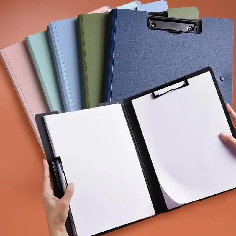 5-Pack Foldable Clipboard Folder – A4 Size, Double Metal Clips, 360° Foldable With Pen Holder