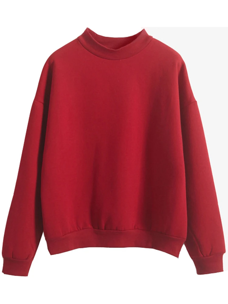 Women Kintted Autumn Simple Casual Sweatshirt Round Ncek Pullover Female Hoodies Long Sleeve Loose Solid Colour Outwear_voghion.com