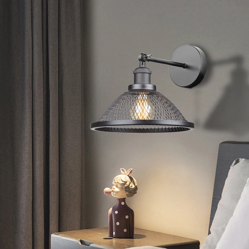 black iron net wall lamp vintage bedside lighting