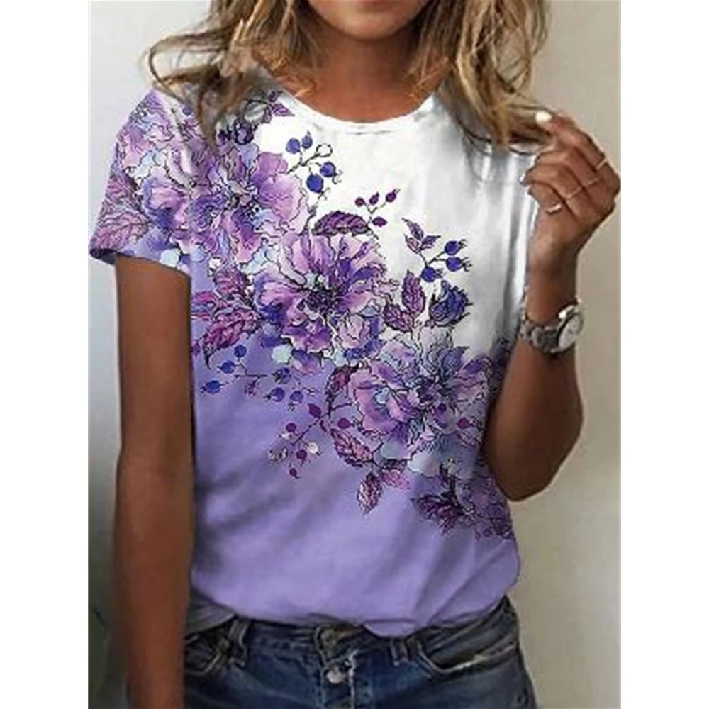 

Women's T-Shirts Cartoon Characters 3d Print Rose T-Shirt Harajuku Casual Short Sleeve Top Tee O Neck Oversized Female Clothing