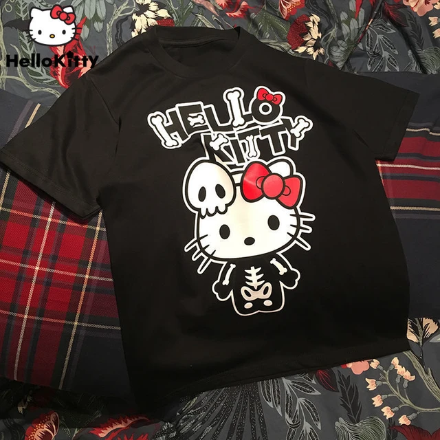 قميص هيلو كيتي  Roupas vermelhas e pretas, Roupa da hello kitty, Camisas  sensuais