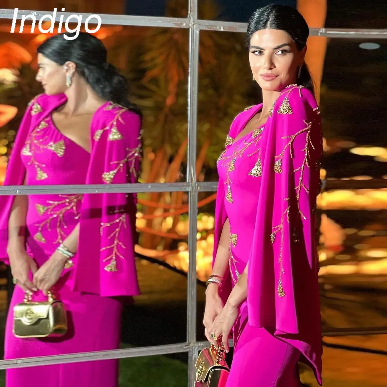 

Indigo New Prom Dresses With Jacket One Shoulder Beads Mermaid Back Slit Women Elegant Formal Party Dress 2024 robe soirée femme