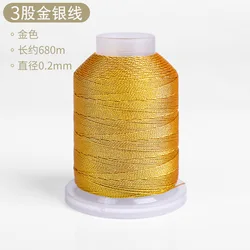 Gold and Silver Thread Braid DIY Beading Tassel Bracelet Material (3 - strand gold wire 700 m)