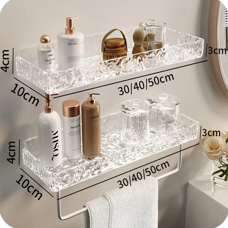 Bathroom Shelf Wall-mounted Shelves Cosmetic Storage Rack No-punch Sink Towel Shampoo Storage Rack Bath Organizer Accessories 4