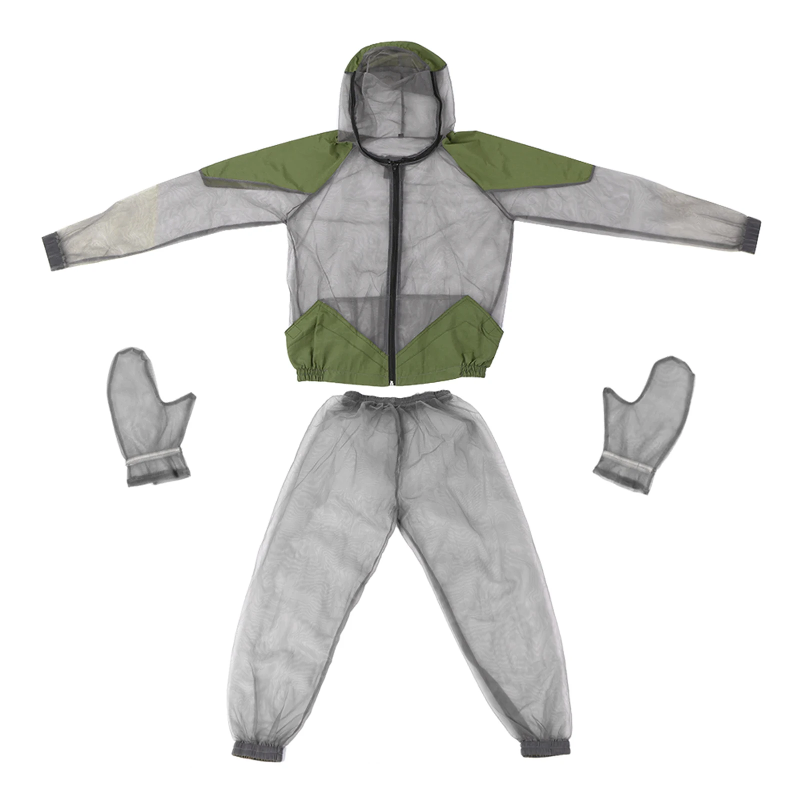 Outdoor Fishing Hunting Camping Jacket Mosquito Repellent Suit Bug Jacket Mesh Hooded Suits Mesh Shirt Gloves Pants