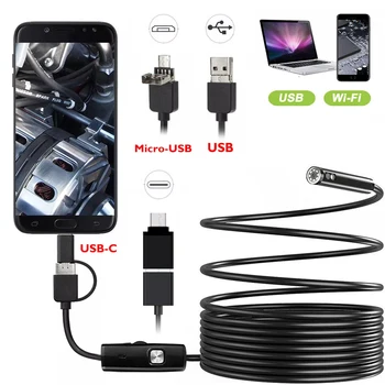 3.9/4.9/5.5mm 3in1 Dual Lens Wifi Connection Android Sewer Endoscope Borescope Inspection Tools Camera With Light For Iphone IOS 1