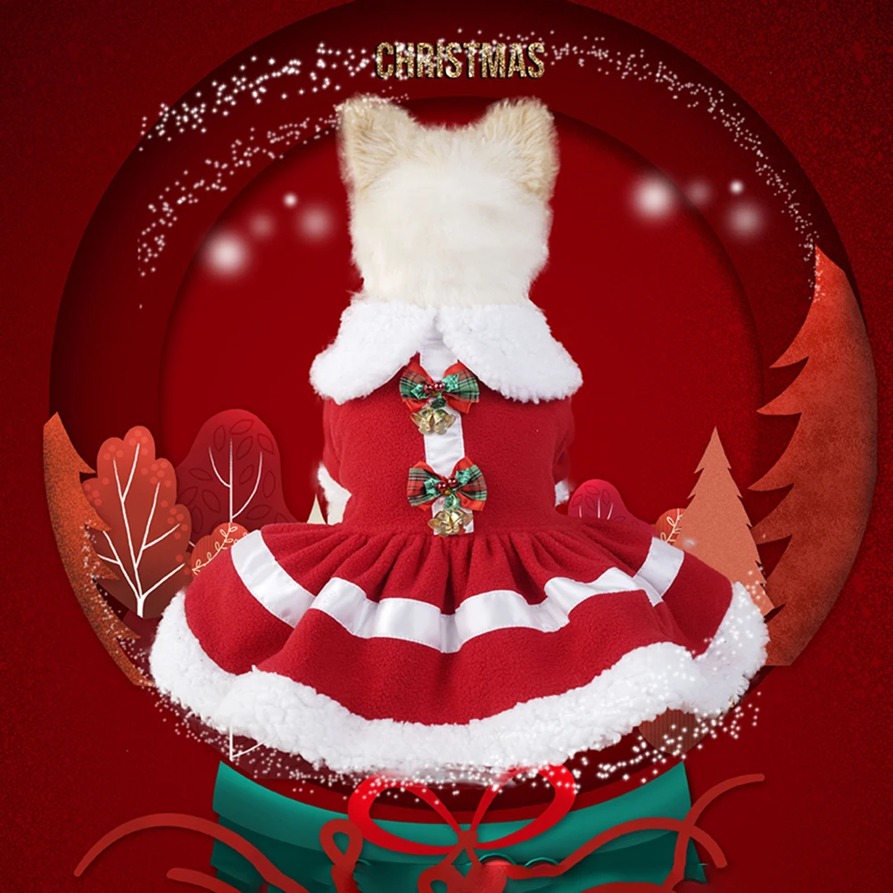 Pet Christmas Clothes Dog And Cat Costumes Winter Style Velvet Thickened Halloween Day Santa Claus Dress Cotton Pet Supplies
