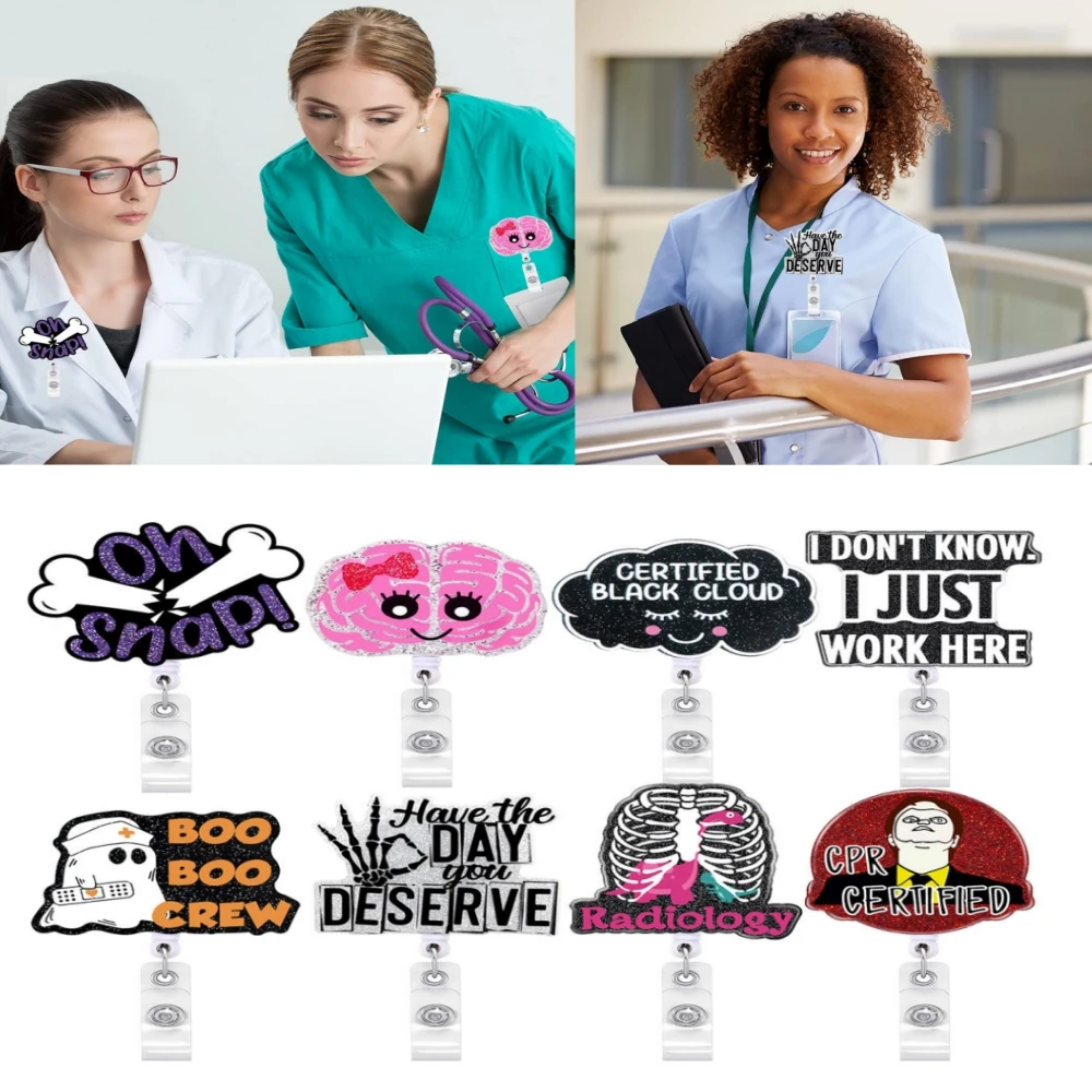 

Cartoon Witch Ghost Brooches Creative Retractable Badge Reel Nurse Badge Holder Halloween Party Keys Lanyard