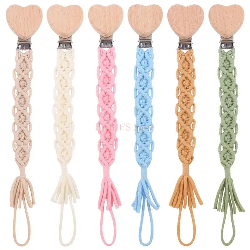 

C9GB Cotton Weave Rope Beech Soother Strap Chewing Toy Pacifier Chain Organiser