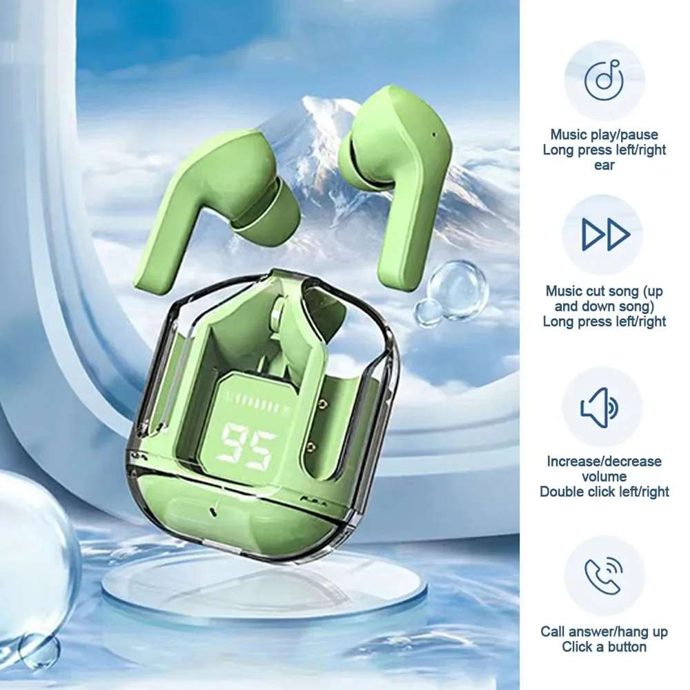 Wireless Headphones Sports In-Ear Bluetooth Noise Canceling Outdoor Riding Digital Display Long Endurance