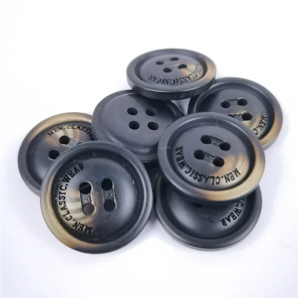 21mm 10Pcs Black Men Suit Buttons 4 Holes Coat Windbreaker Buttons DIY