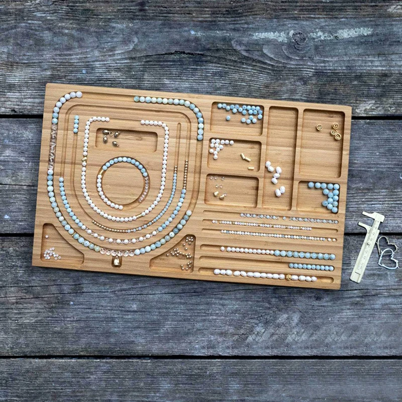 Bamboo Combo Beading Board Wood Beaded Board Storage Organizer Jewelry Tray