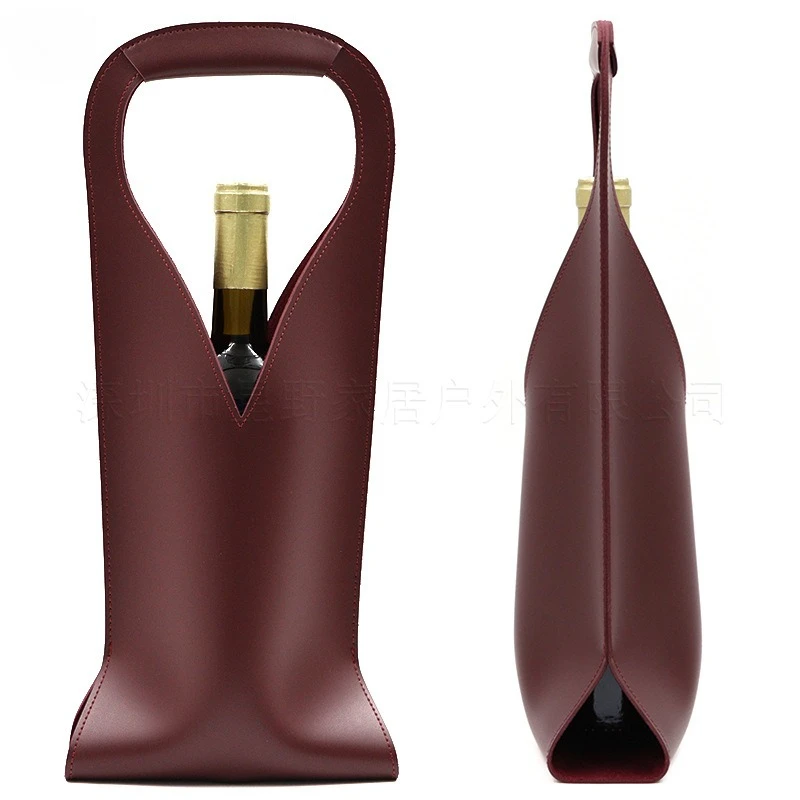 Leather Red Wine Bag for Parties and Picnics