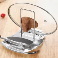 Support de couvercle de casserole en acier inoxydable, support de rangement de cuisine pour ustensiles et vaisselle, organisateur multifonctionnel pour usage domestique 5