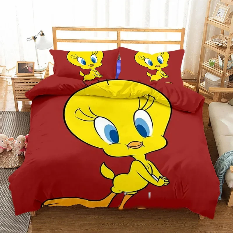 3D Printed Tweetys Bird Bedding Set Duvet Cover Bed Set Quilt Cover Pillowcase Comforter king Queen Size Boys Adult Bedding Set images - 6